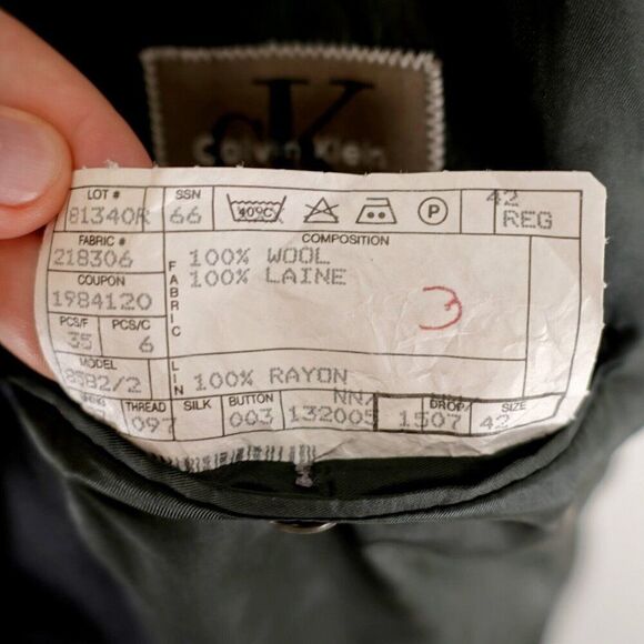 Calvin Klein Wool Blue Birdseye 3 Button Sport Coat 42R - Picture 12 of 15